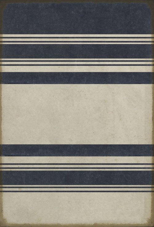 Vintage Vinyl Floorcloth | Blue & White Stripes | 38x56