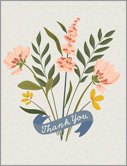 Thank You Greeting Card - Banner Wildflowers