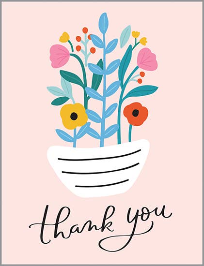 Thank You Greeting Card | Black and White Striped Pot