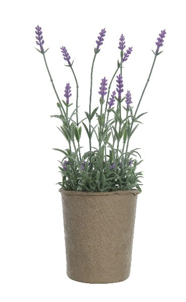 Faux Lavender in Paper Pot