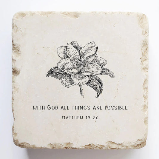 Scripture Stone Small Block : Matthew 19:26
